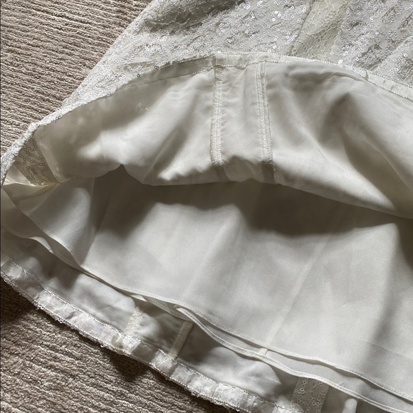 BCBGMaxAzria Gracie Off-White Sequin Lace Mini Dress Bridal Shower Wedding - Picture 5 of 14